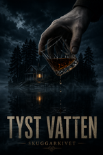 Tyst Vatten mordgåtespel – affischbild med kustmiljö, Skuggarkivet